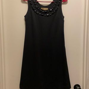 Black Dress with Gem Details at Necklines